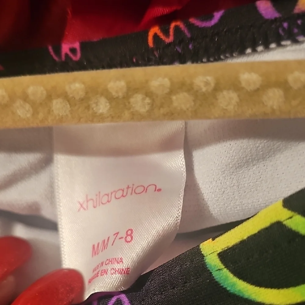 Xhilaration Girls Colorful Peace Sign Bikini Size 7/8